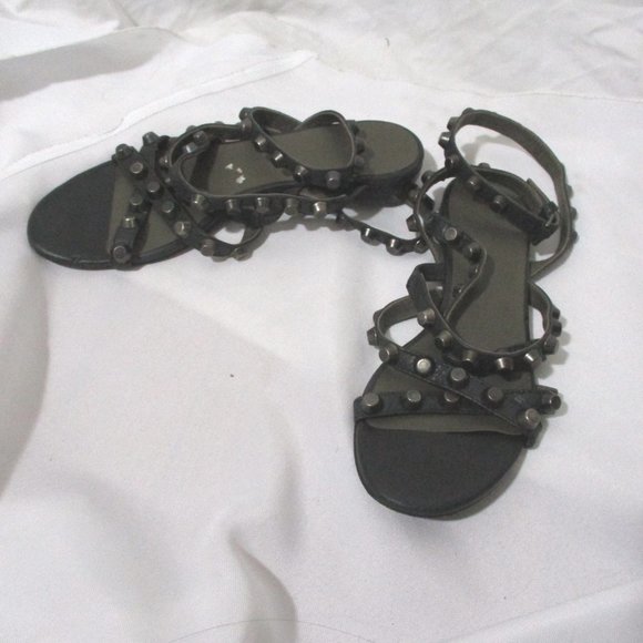 BALENCIAGA LEATHER STUD Strappy Sandal Shoe 36 BLACK - Picture 3 of 6